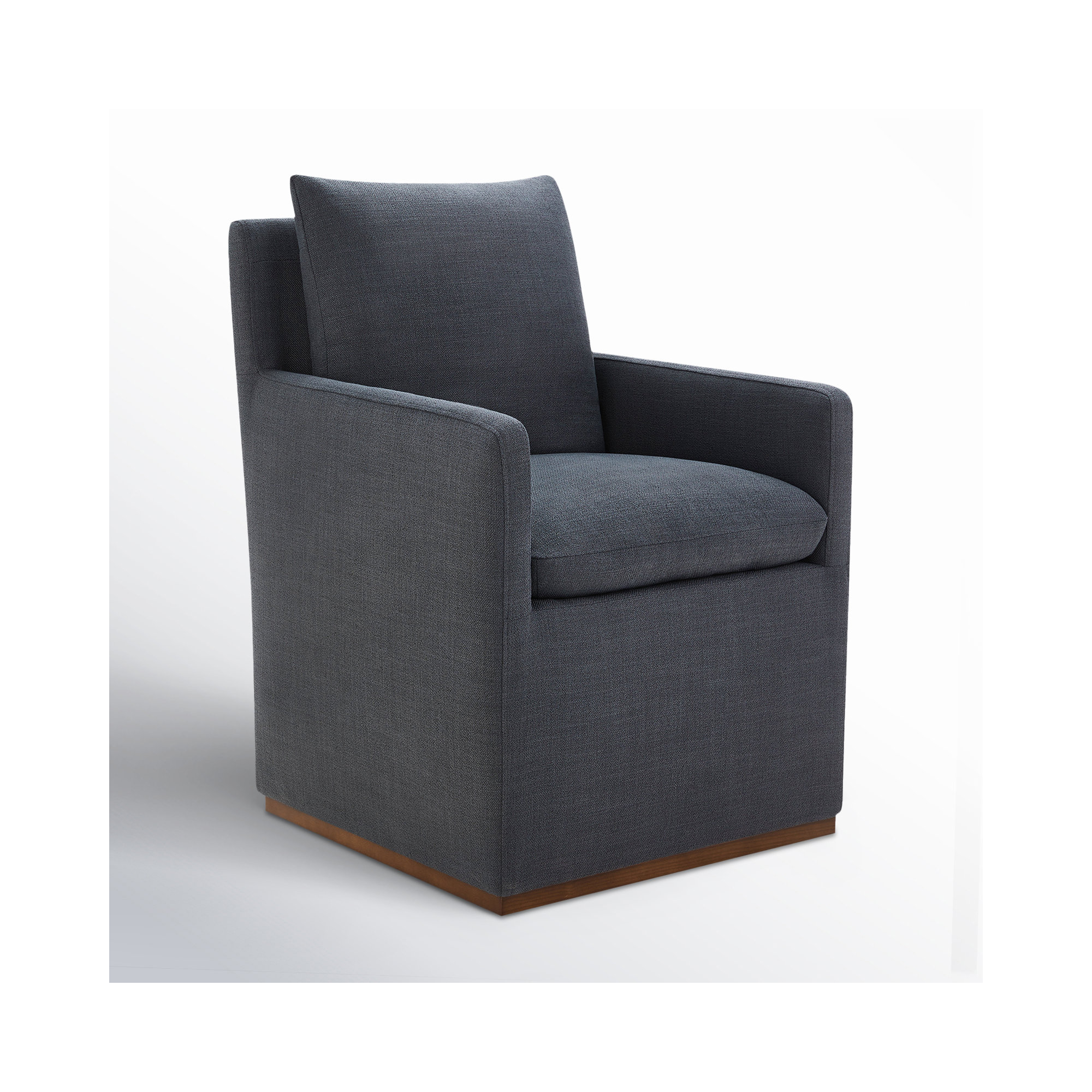 Bobbi Upholstered Dining Arm Chair, Effie Indigo Performance Linen