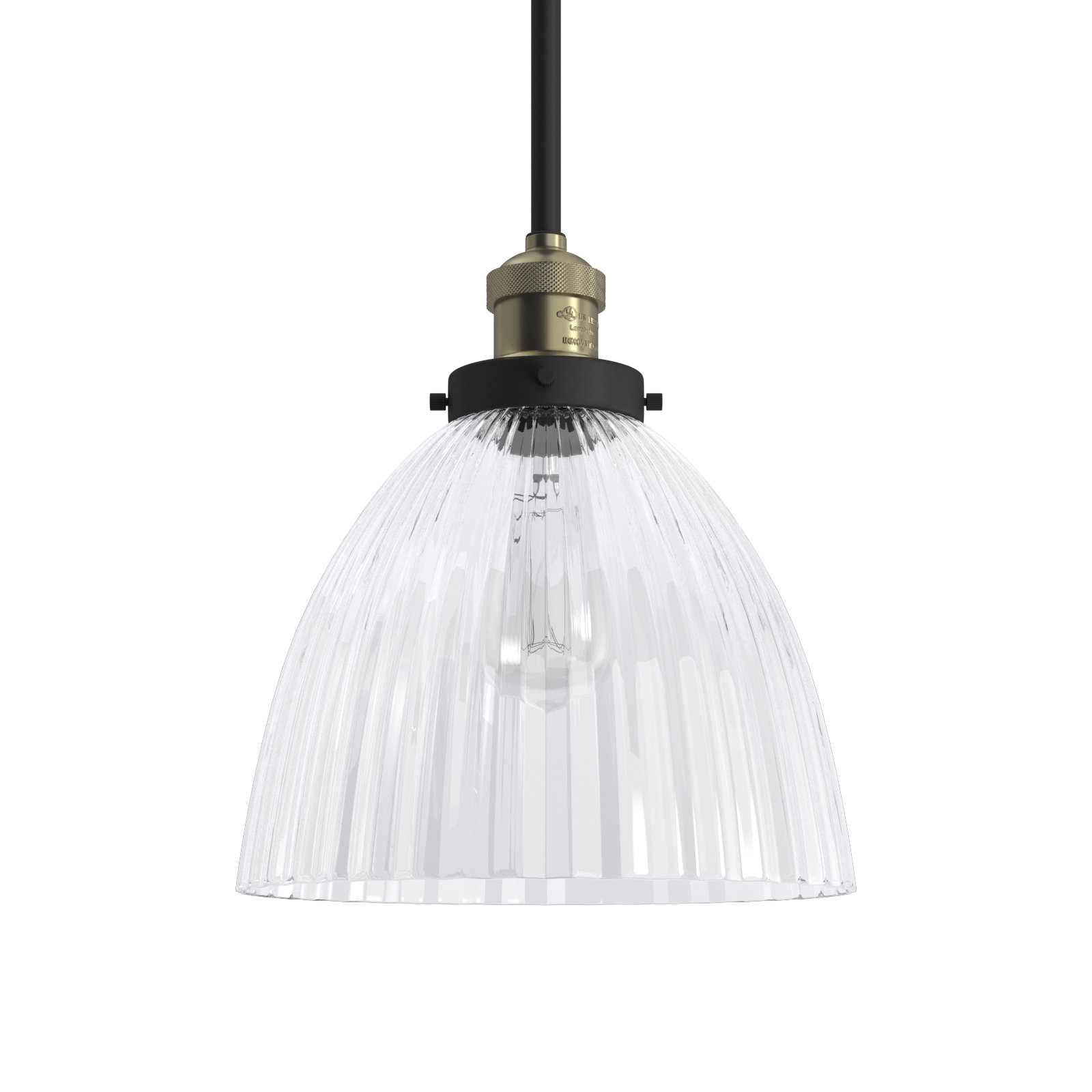 Montrose Single Light Glass Dimmable Pendant, Matte Black, 6 Watt Vinage LED Bulb