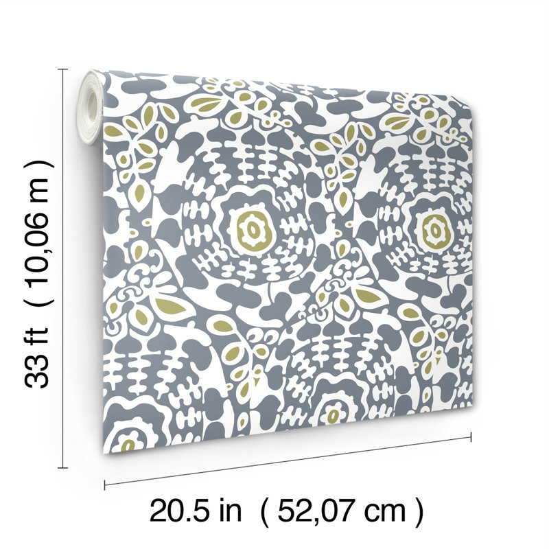 Ayalisse Floral Wallpaper Double Roll, Slate