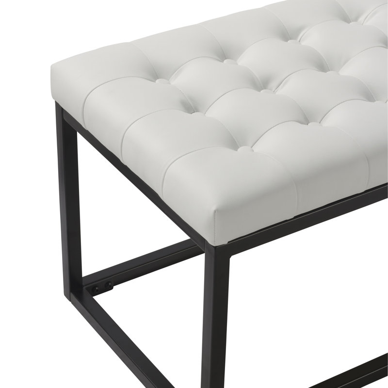 Banc en similicuir avec pieds en métal Holtman, Blanc