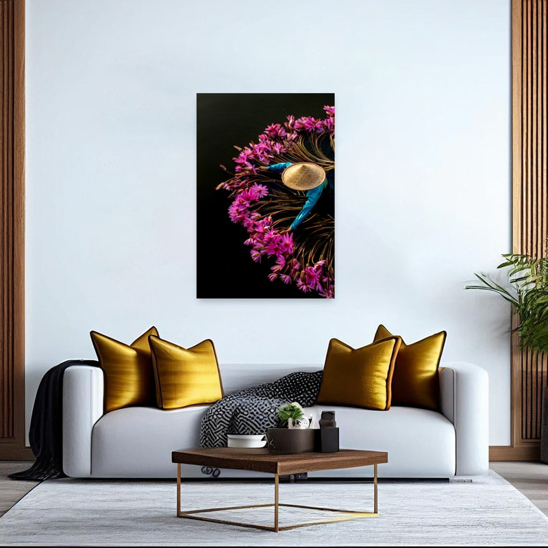 Pink Lotus Harvest Peaceful Serene Traditional Lily Lotus Flower Nature Wall Art Print 1 Piece Wrapped Canvas Wall Art