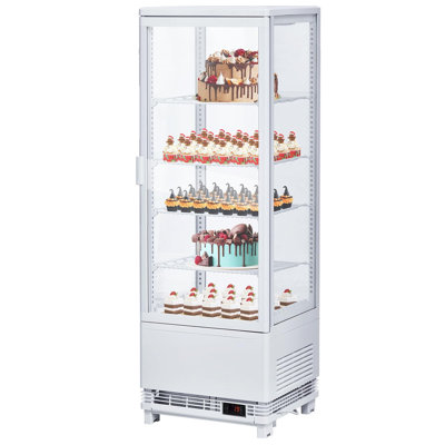 3.4 Cu. Ft. Countertop Pastry Display Case – Frost-Free Bakery Fridge with LED Lighting & Sliding Glass Door