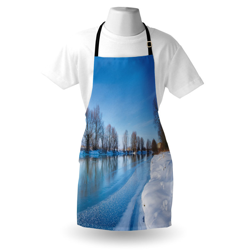 Tablier d'hiver de préparation et saveur unisexe, ciel givré, taille adulte, bleu blanc brun