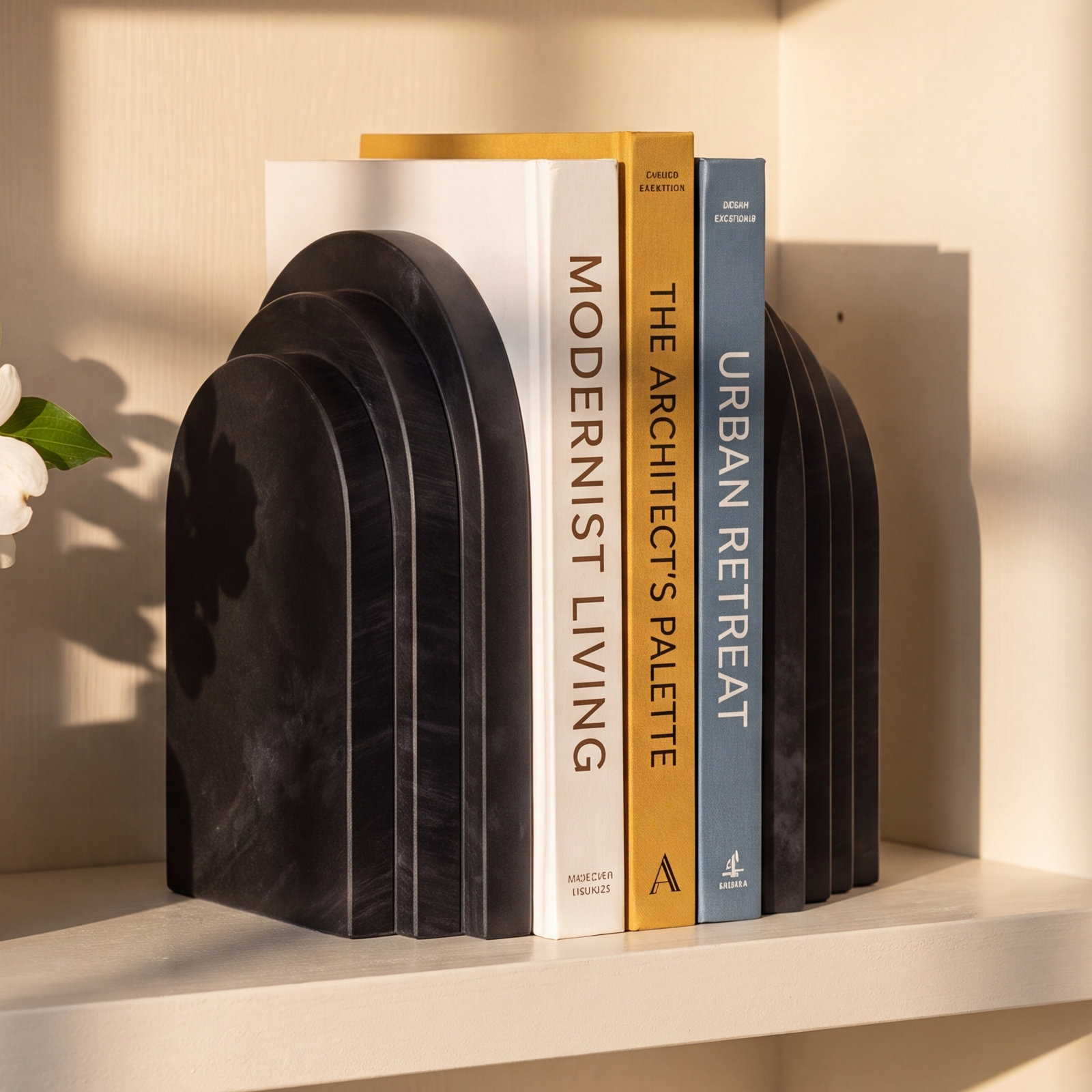 Roi Marble Bookends, Black