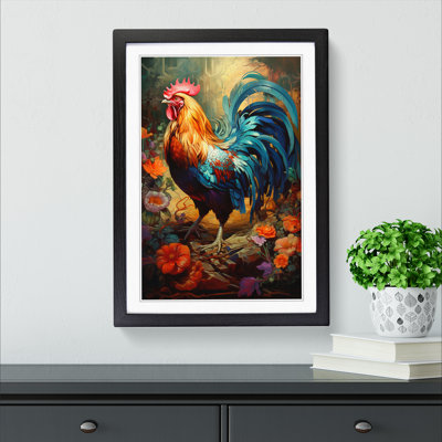 Rooster Tachisme 1 Piece Single Picture Frame Wall Art