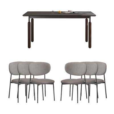 Italian Style Rectangular Modern Simple Rock Table Rectangular 31.5'' W Dining Set