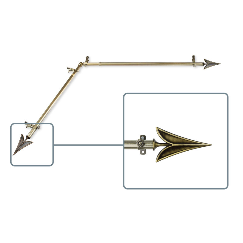 Tringle à rideaux simple de coin avec fenêtre Esteve, 66 po à 120 po, Laiton antique