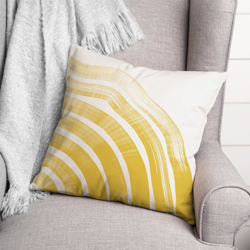 Coussin décoratif intérieur / extérieur No Motif, 16 po x 16 po, Jaune