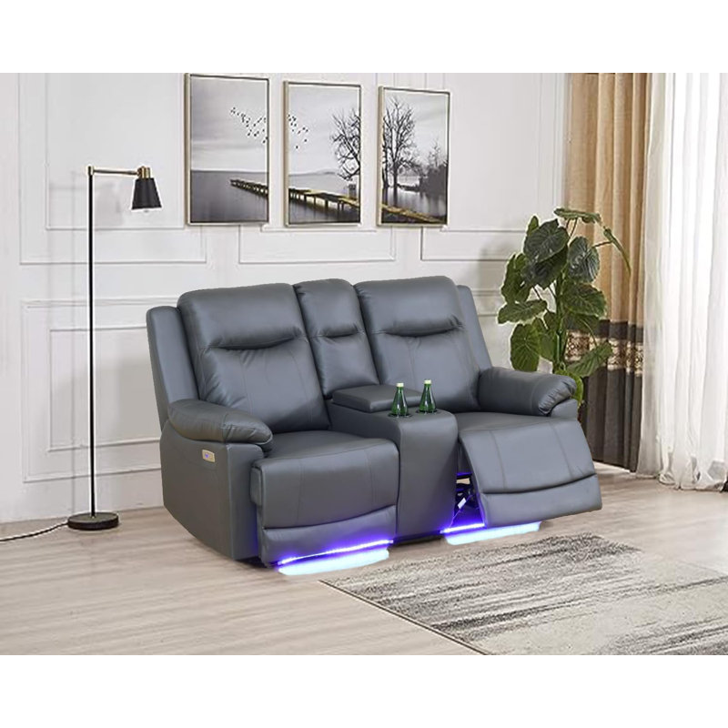 Canapé inclinable en cuir gris foncé