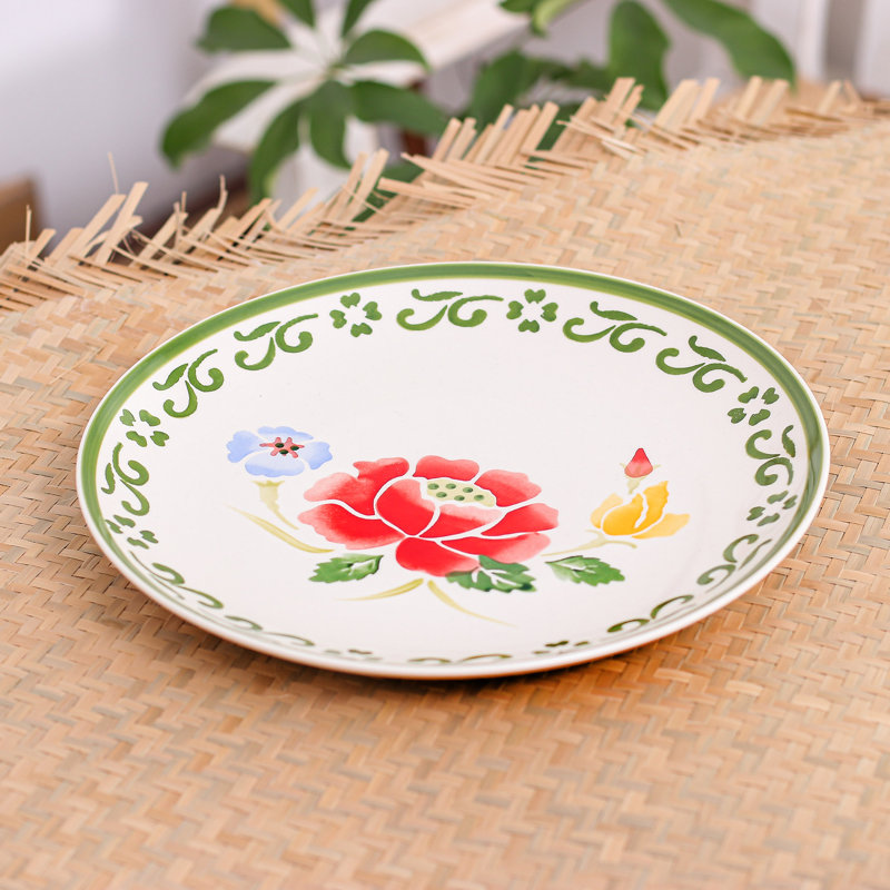 Handmade Earthenware Dinner Plate, Green