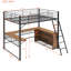 Lit mezzanine double avec bureau en L et rangement à 3 tablettes