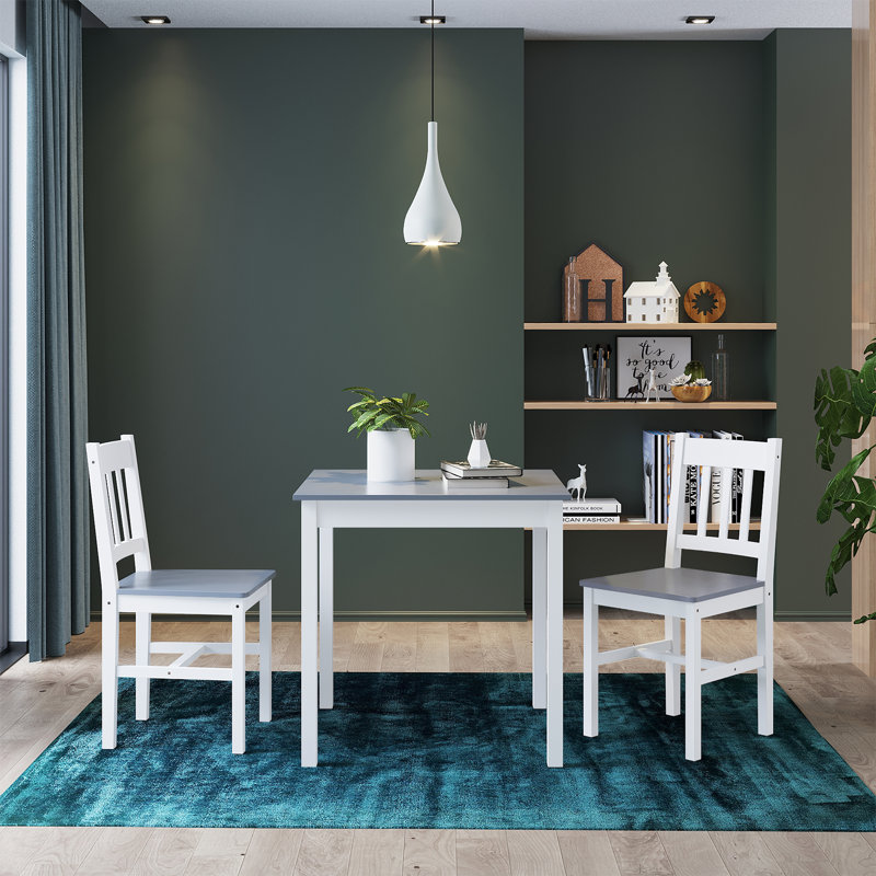 Briseno 2 - Person Dining Set, Grey/White, Grey