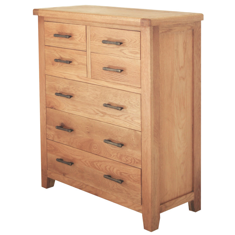 Ashly Solid Wood 90cm W 7 - Drawer Chest of Drawers