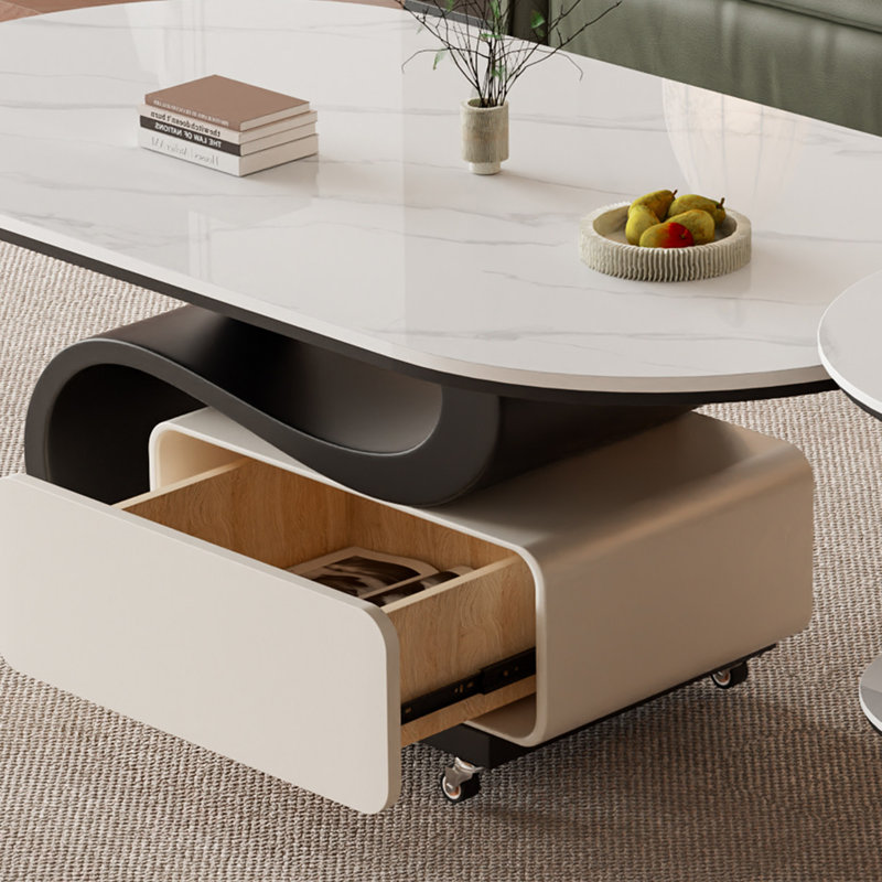 Manny, H 17,71 po x L 31,49 po x l 15,74 po, Blanc / Gris, Marbre