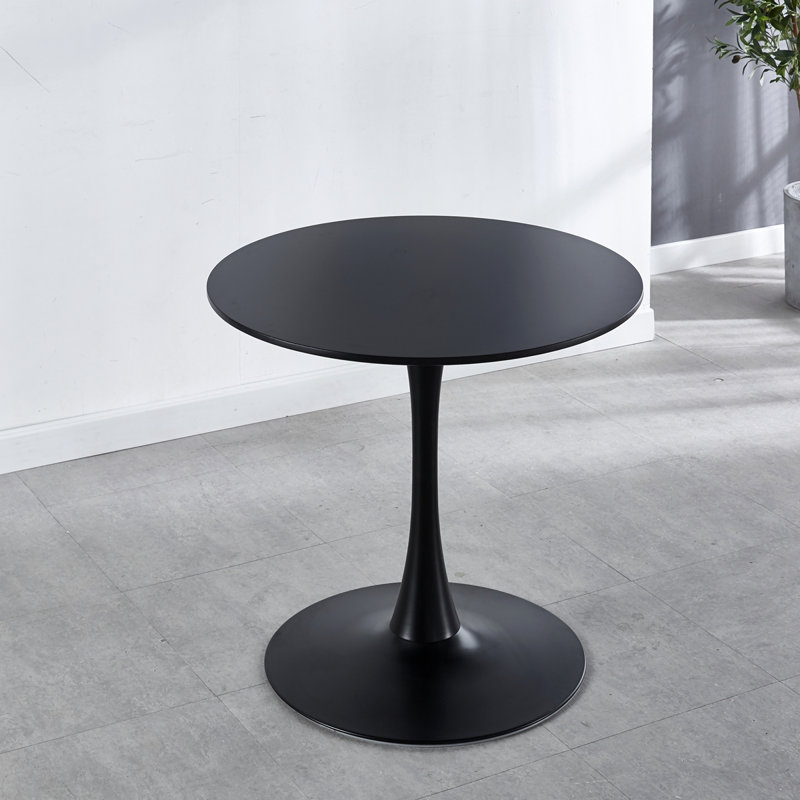 Table de salle à manger 31,5 "ronde, table de salle à manger tulipe 2 à 4 personnes avec plateau en panneau de fibres à densité moyenne et base à piédestal, table de bout Mid-Century