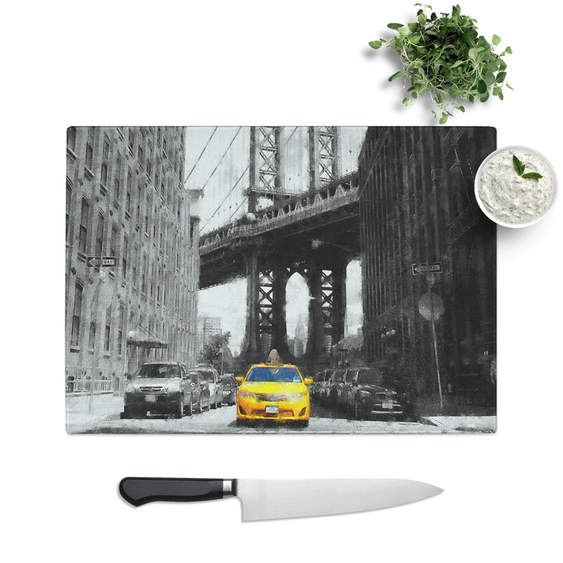Yellow Taxi Cab Vol.1 Painting Chopping Board, 0.4cm H x 28.5cm W x 39cm L
