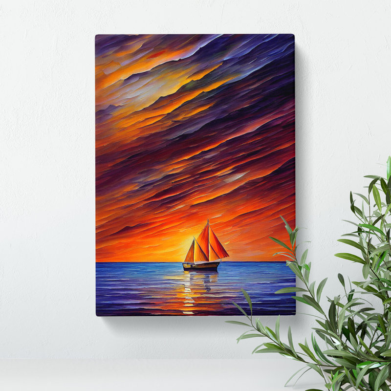 Boats Under The Sunset No.5 - Wrapped Canvas Print, 50cm H x 35cm W x 3cm D