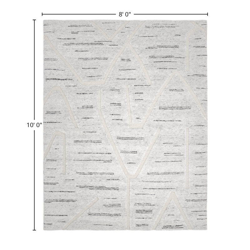 Tapis en laine / coton noué à la main Nordin gris clair, Rectangle 8 pi x 10 pi