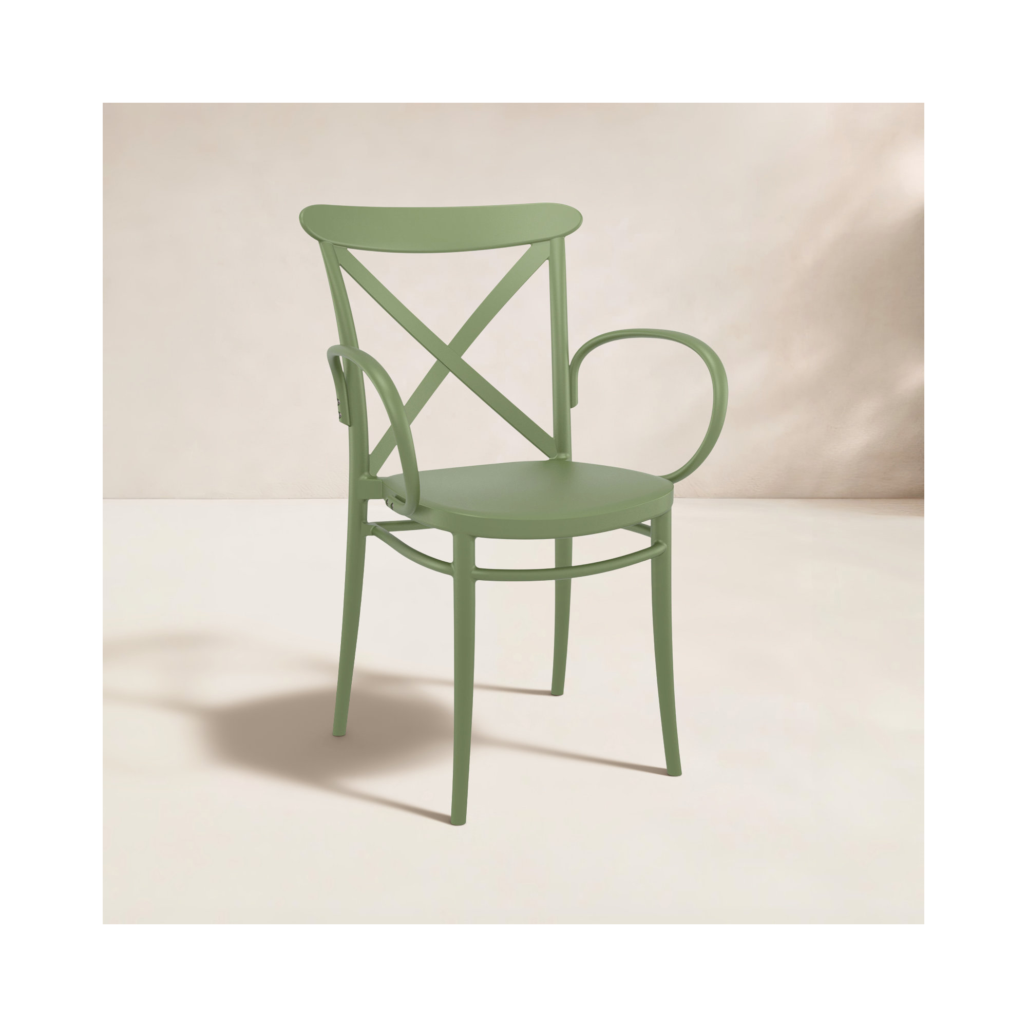 Kenne Anco Stacking Patio Dining Armchair, Olive Green