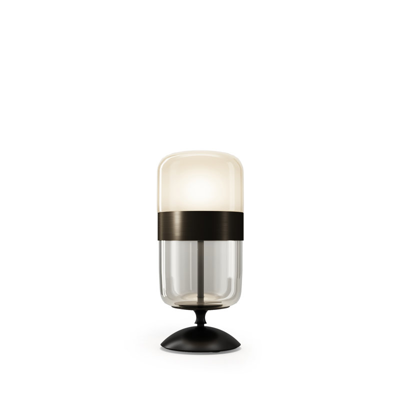 Futura Table Lamp M Crystal Copper Matt Black 1 E26 Ul, Amber Brass, 19" H x 9" W x 9" D