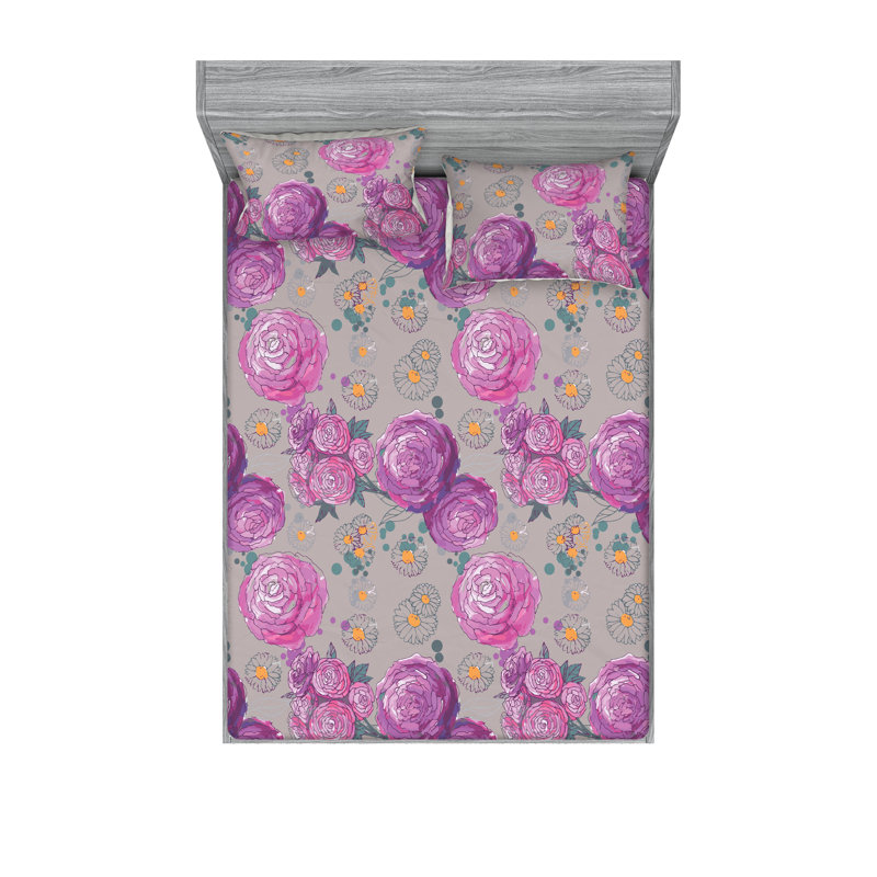 Drap-housse et taie décorative Ambesonne Garden, Ensemble de draps très grand californien avec 2 t