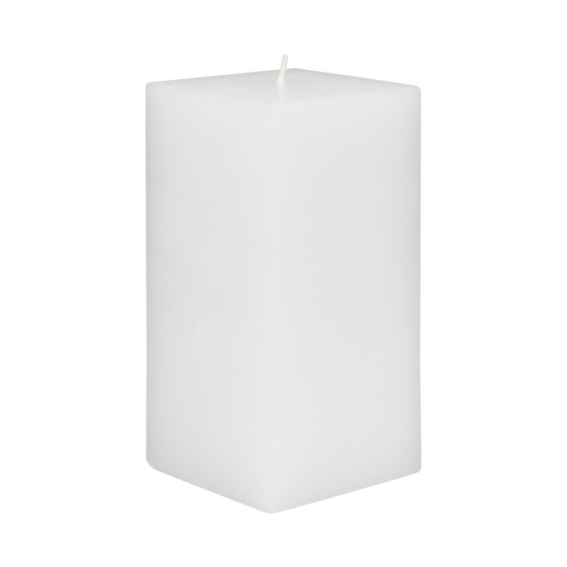 Square Pillar Candle, White, 1 Candle, 6" H x 3" W x 3" D