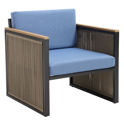 Fauteuil d'extérieur en métal avec coussins Tracee