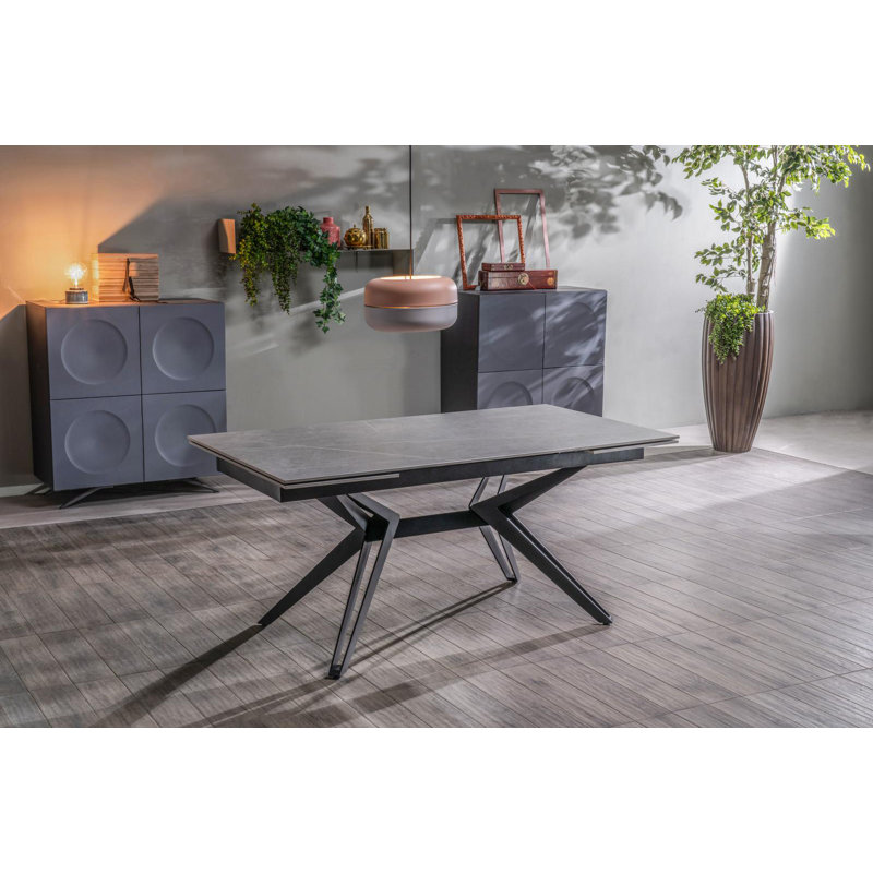 Damarco Extendable Metal Base Dining Table, Grey