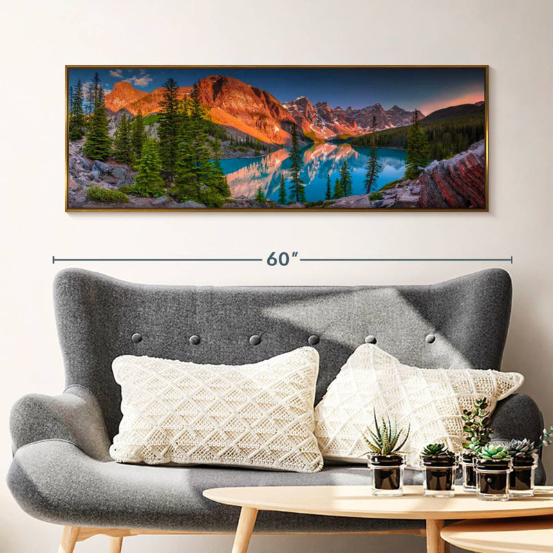 Crépuscule au lac Moraine, Floating Frame Gold, 49" X 17"