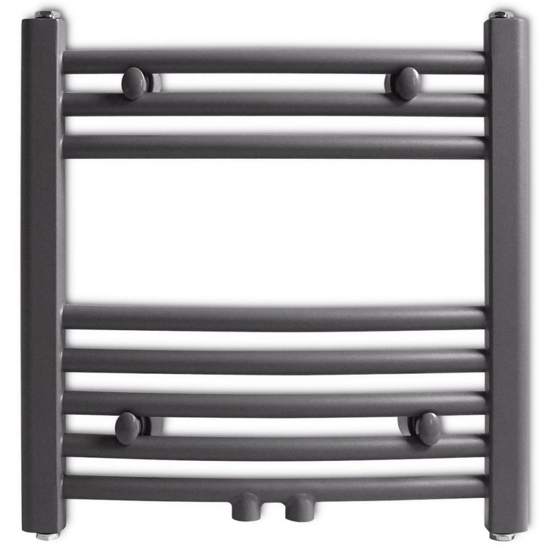 Sonny Curved Towel Rail Heated Towel Rails, 480mm H x 480mm W x 22cm D, Grey
