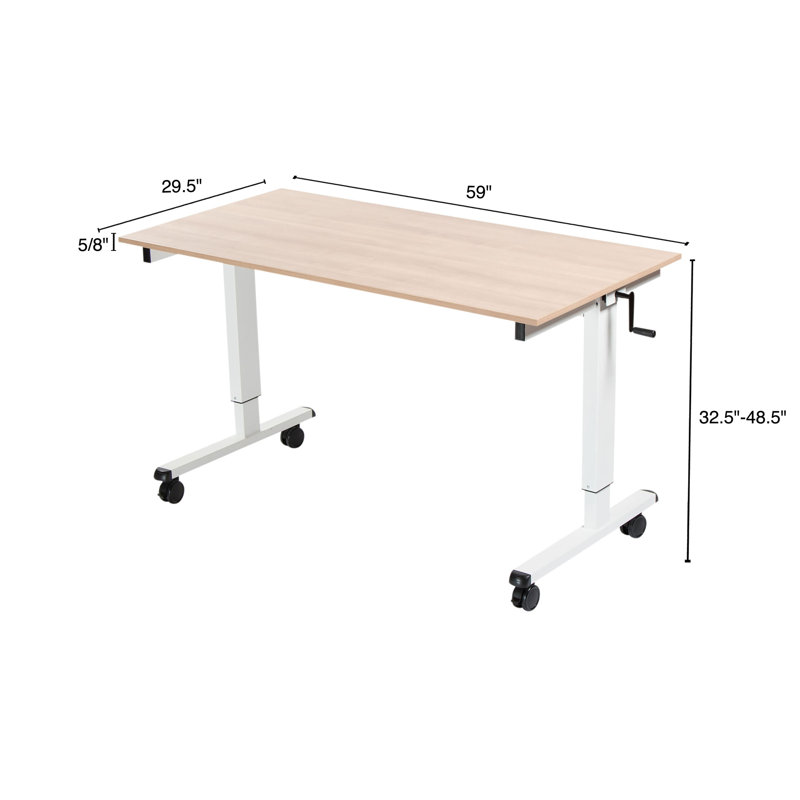 Fontclair Adjustable Metal Base Standing Desk, Natural Walnut/White, 32.5" H x 47.25" W x 29.5" D