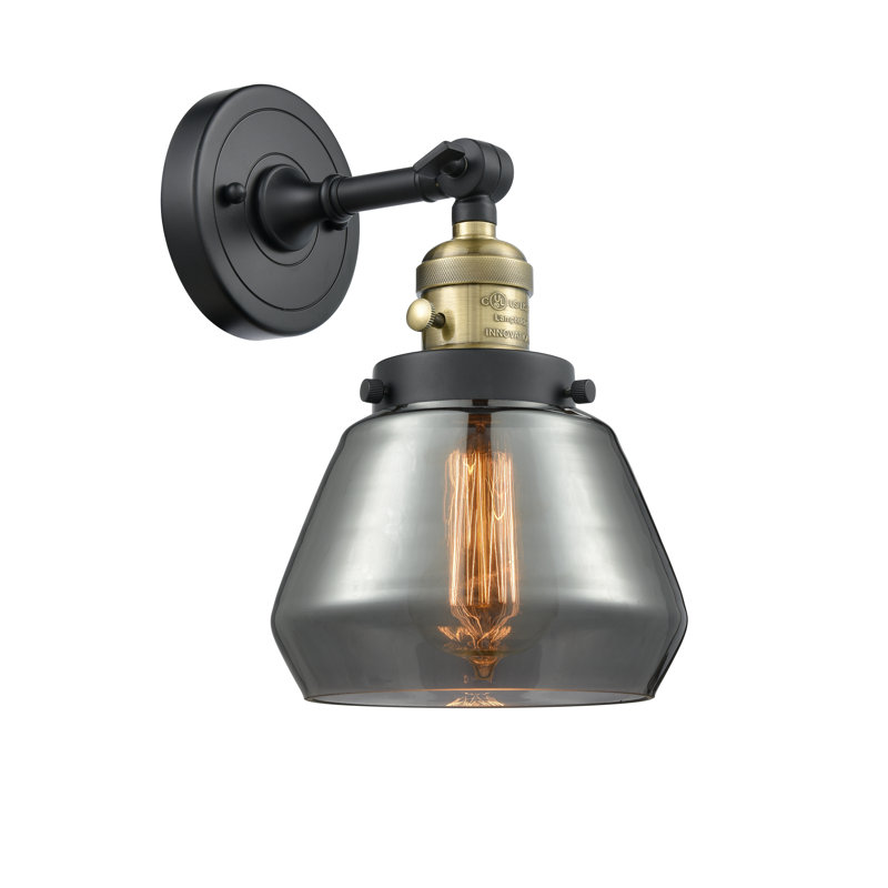 Applique murale à bras 1 lumière Chill, Plaqué couleur fumée, Ampoule incandescente rétro de 60 watts, Laiton antique noir