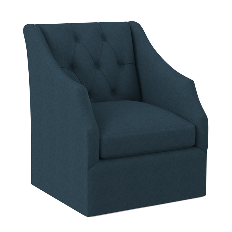 Chaise pivotante à dossier capitonné Claudette, Mélange de polyester lagon Margaret