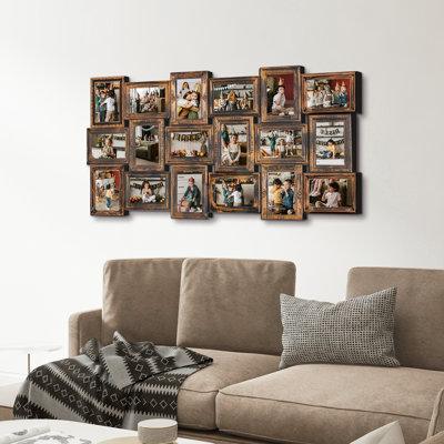 Cadre 18 photos à collage fixe pour photos 4 x 6, montage mural vertical et horizontal