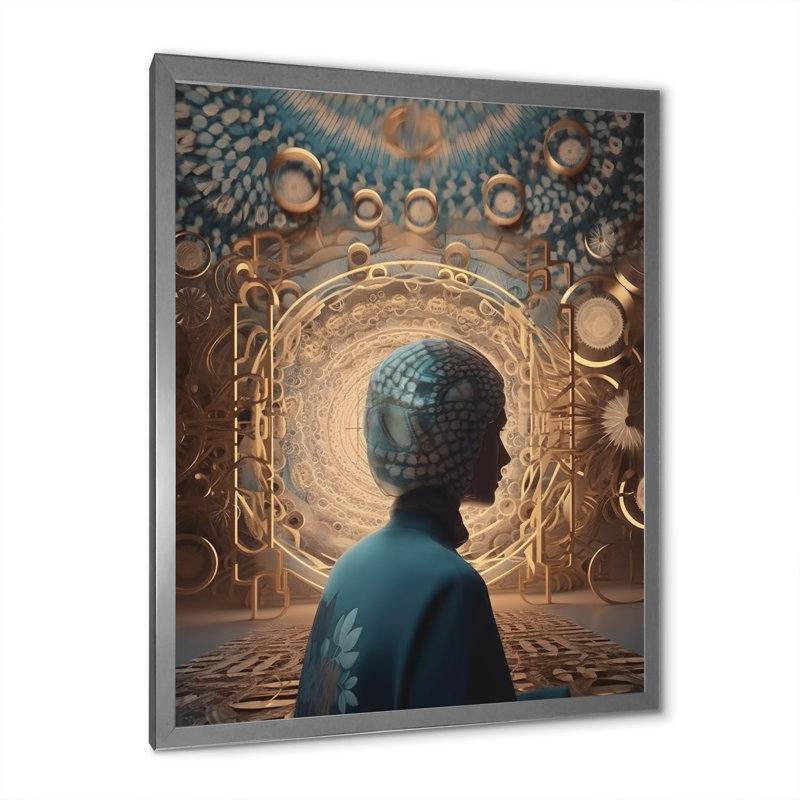 Portrait de femme futuriste, minimalisme, science-fiction, H 32 po x l 16 po x P 1 po, Cadre photo argenté