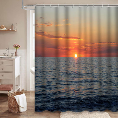 Sea Sea Pure Sky Sea Sunset Sunrise Beach Sicily Abstract Beauty Bridge Care Shower Curtain with 12 Hooks