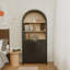 Armoire de 61 po de hauteur, bibliothèque avec rangement, bibliothèque Mid-Century moderne à 5 niveaux avec porte, noir