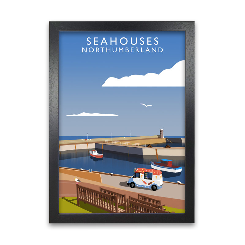 Seahouses Northumberland by Richard O'Neill - Single Picture Frame Print, 594 cm H x 42 cm W, Black