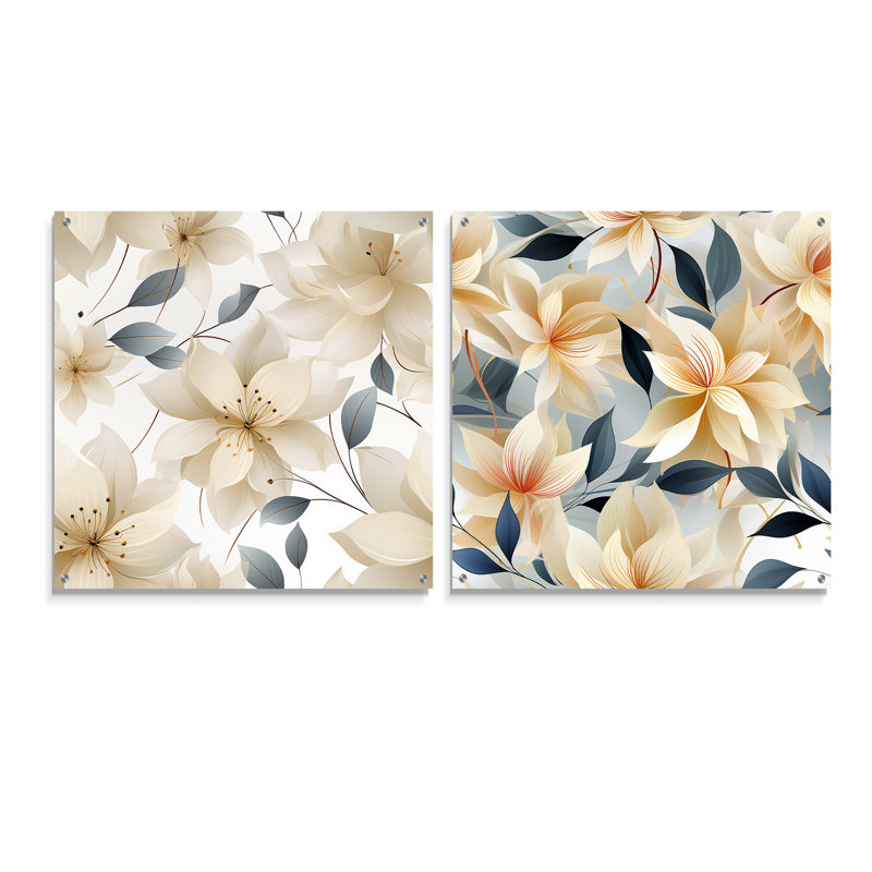 Fantine - ensemble de 2 art mural en verre acrylique, H 16 po x l 33 po