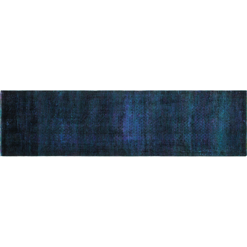 Tapis de laine à chemin de table 3' x 11'3" one-of-kind main-noué la 1980 mauve Elita