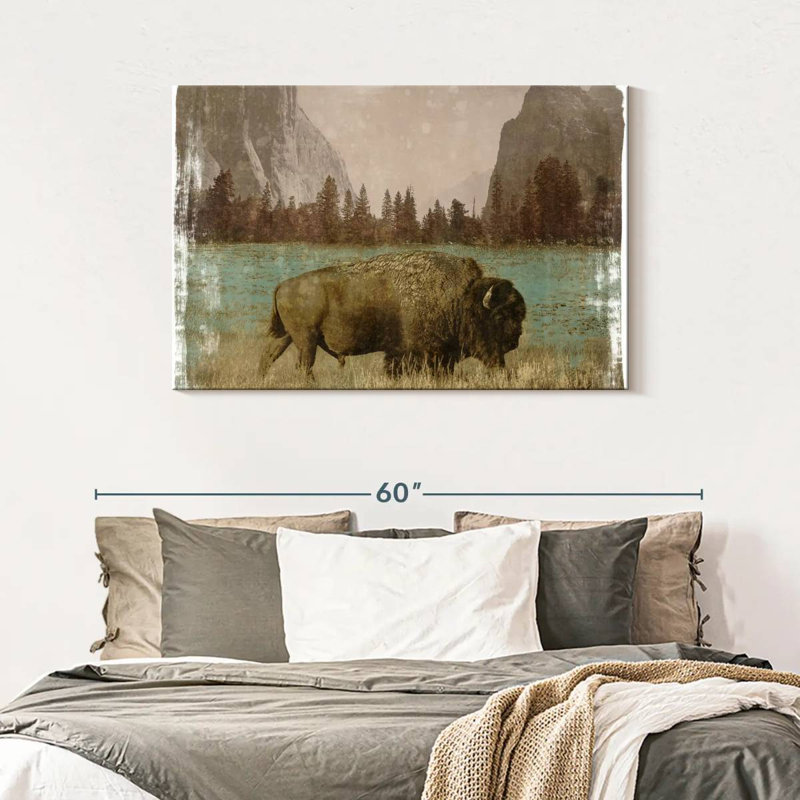 Bison dans le parc, H 30 po x l 45 po