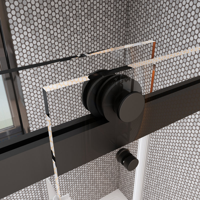48" W x 76" H Frameless Double Sliding Shower Door with 10 mm ( 3/8") Clear Glass