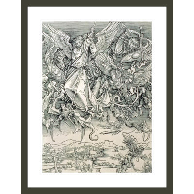 St. Michael Battling with the Dragon from the 'Apocalypse' or 'The Revelations of St. John the Divine' by Albrecht Dürer -Framed Giclee Print