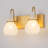 Modern Brass 2-Light Bathroom Vanity Light With Cloud Glass Shades, 13.5" Mid Century Janni Up/Down Mount, Gold Art Deco Light Fixture For Mirror Cabinet, ETL UL Listed-900000738-900000741-900000742