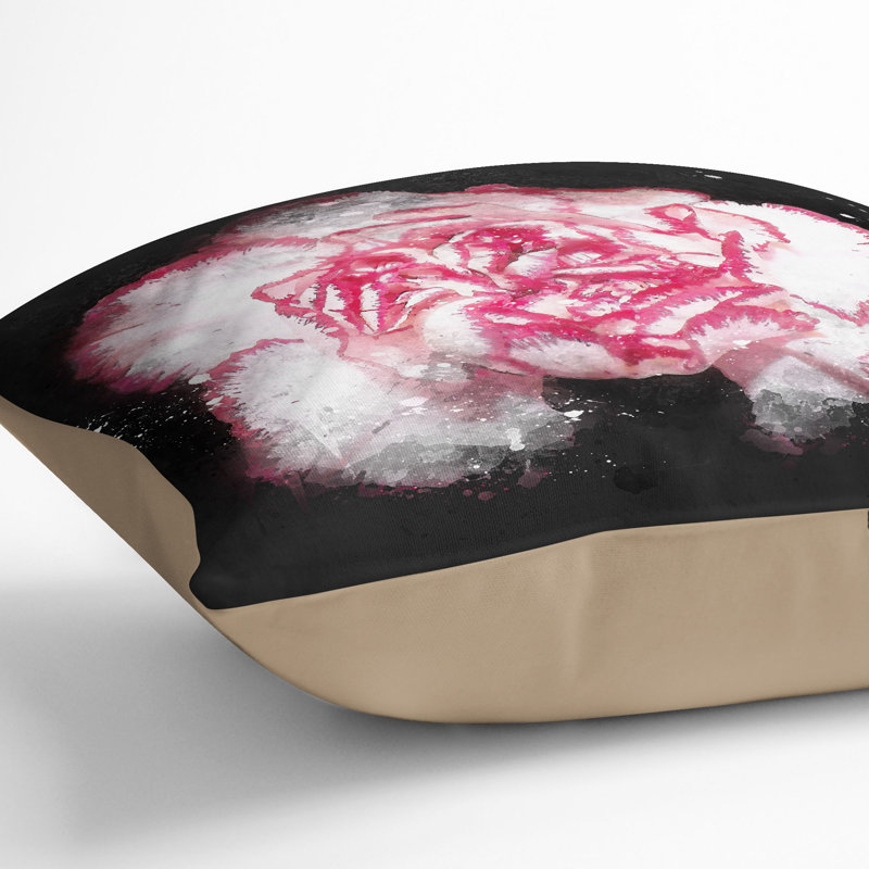 Carnation Flower Paint Splash Cushion with Filling, Stone, 55cm H x 55cm W x 20cm D