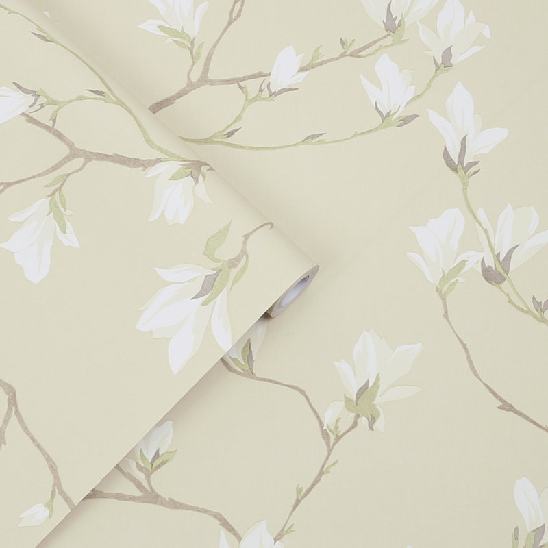 Laura Ashley Magnolia Grove Wallpaper Roll, Natural