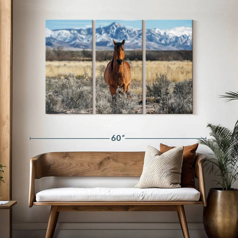 Cheval en hiver, H 32 po x l 50 po