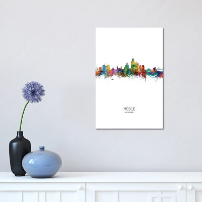 Mobile Alabama Skyline Portrait by Michael Tompsett - 1 Piece Wrapped Canvas Painting