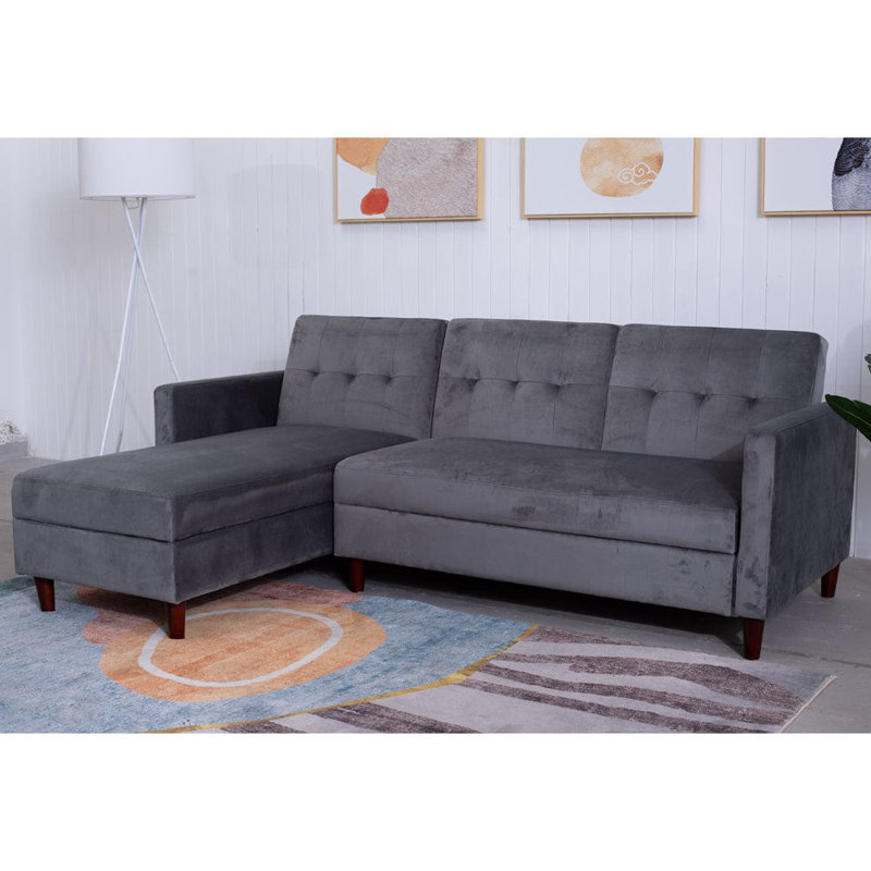 Campos 3 Seater Velvet Corner Sofa, Grey