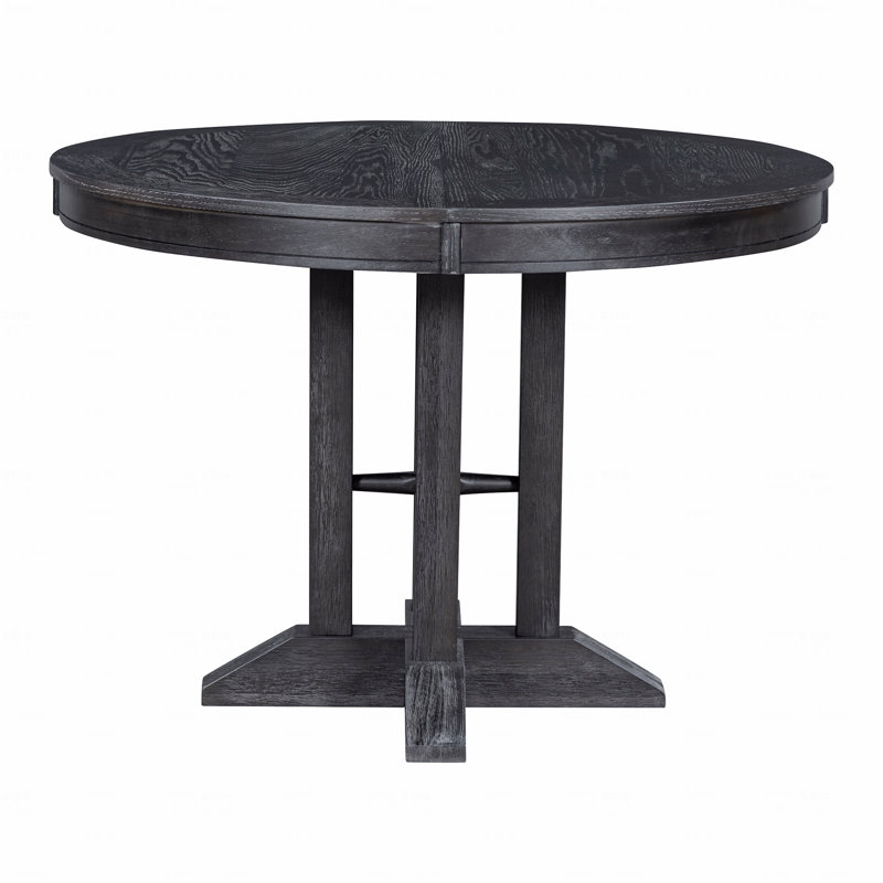 Farmhouse Extendable Dining Table Round Dining Table, Black